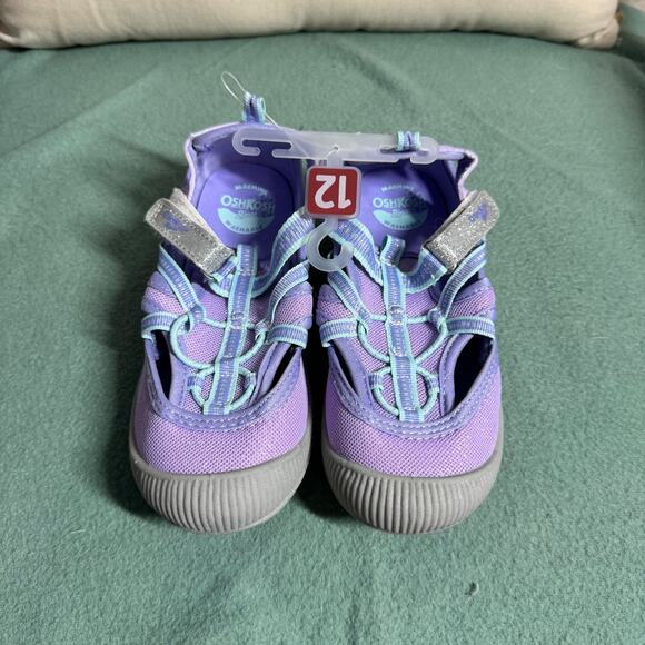 Oshkosh Sandals Toddler 12  Purple Glitter NWT Adjustable Machine Washable Play - Picture 3 of 5